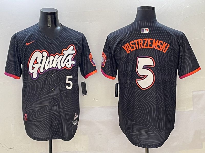 Men San Francisco Giants #5 Yastrzemski Black Second generation Joint Name Nike 2025 MLB Jersey style 6